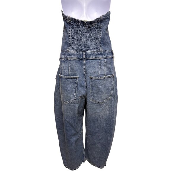 We The Free People Je Suis Pret Women's Jumpsuit Barrel Denim Jean Medium - Picture 6 of 14